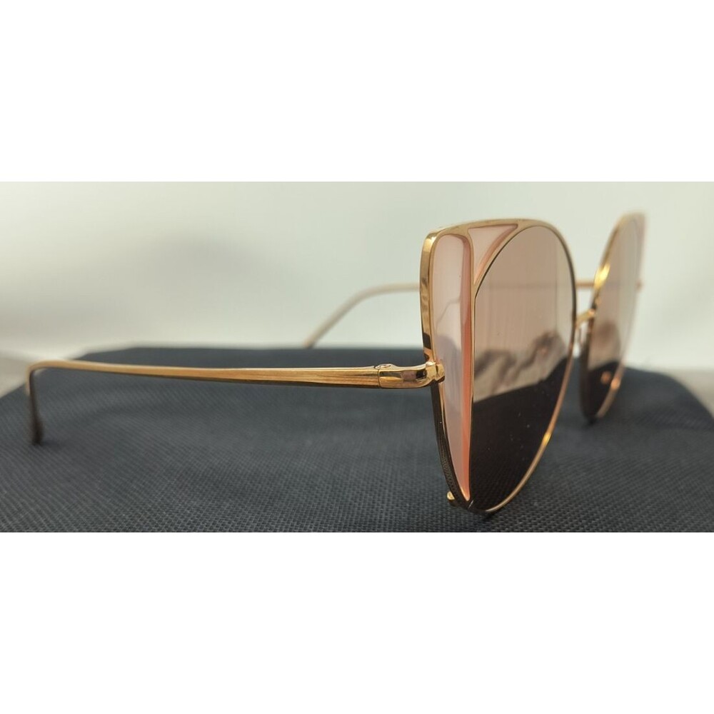 Linda‎ Farrow LFL854/6 Rose Gold Plated Cat Eye Titanium Frame Sunglasses NEW - Picture 2 of 14